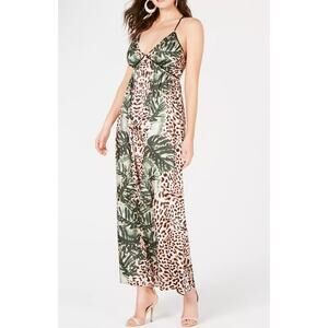 Guess Paula Animal palm print Maxi Dress Small open back